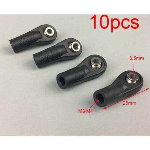 10Pcs 3.5mm Bent Ball End M3/M4 Link Ball Joint Black Plastic Connectors Length 25mm Spare Parts For DIY RC Crawler Car Model