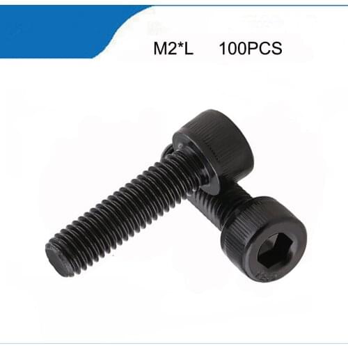 100Pcs M2 *22/25/28/30/32/35/38/40 mm DIN912 grade 12.9 Alloy Black Steel Hexagon Socket Head Cap Furniture Screws