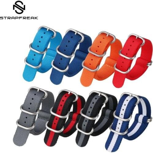 20mm Nylon Stripes Nato Woven Fiber watchband Watch Strap Wristwatch fabric Silver Buckle Belt Watch Bracelet