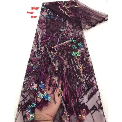 2021 Latest Nigeria Sequin Lace Fabric High Quality Tulle African Lace Fabric French Mesh Lace Wedding Dress Fabric RF4316