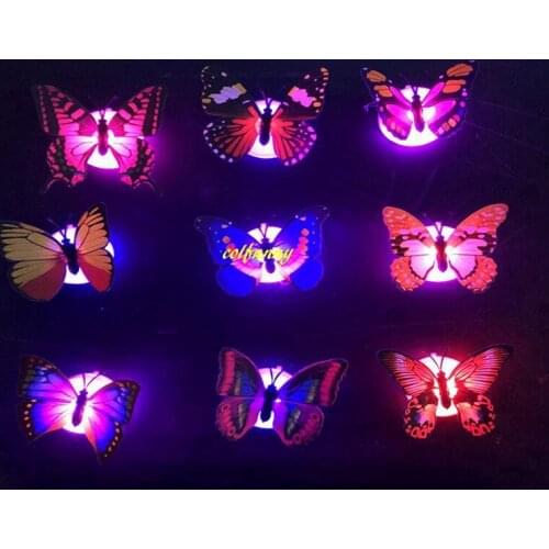 300pcs/lot 7cm DIY Wall Luminous Stickers Butterfly LED Lights Wall Stickers 3D House Wallpapers decoration C2701