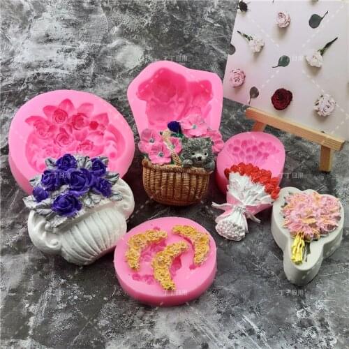 3D Flower Silicone Mold Animal Cat Mold Cake Decorating Tools Chocolate Baking Gypsum Fondant Moulds