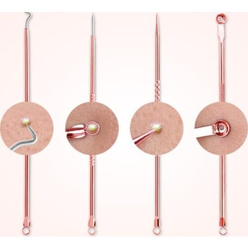 4PCS Acne Blackhead Comedone Black Spot Pimple Blemish Remover Skin Care Women Beauty Acne Treatment Pore Cleanser Needle Hook