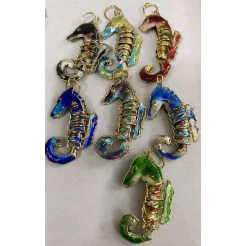 5pcs Colorful Vivid Sway Enamel Seahorse Charm Earrings Pendant Bracelet Necklace DIY Jewelry Making Keychain Accessories