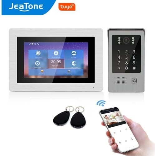 720P WiFi IP Video Door Phone Video Intercom 7'' Touch Screen Free App Remote Unlock Code Keypad RFIC Card Access Control System