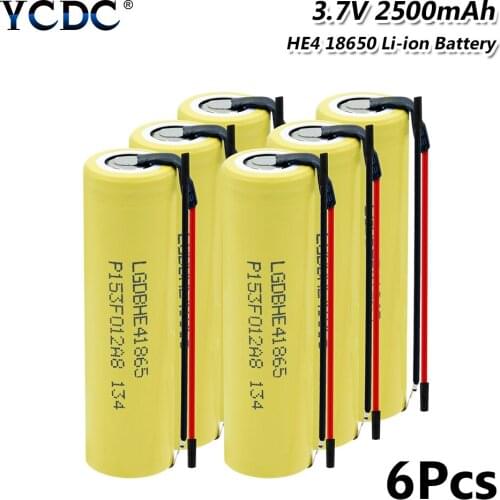 18650 2500mAh Battery 3.7V High Power Discharge 18650 Rechargeable Batteries 35A Large Current Battery +DIY Silica gel Cable