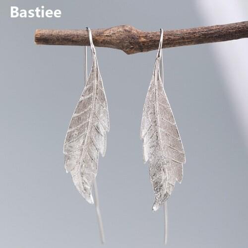 Bastiee 925 Sterling Silver Drop Earrings For Women Leaf Vintage Earings Chinese Vintage Jewelry