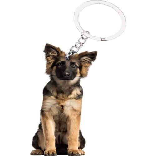 Keychain German Shepherd cute Dog Animal NOT 3D Flat lucky charms real charms boyfriends Gift car key chain accessories 2021