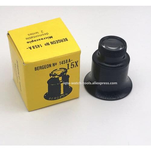 Bergeon 1458-A-12 1458-A-15 Watchmakers black removable loupes with 2 glaser