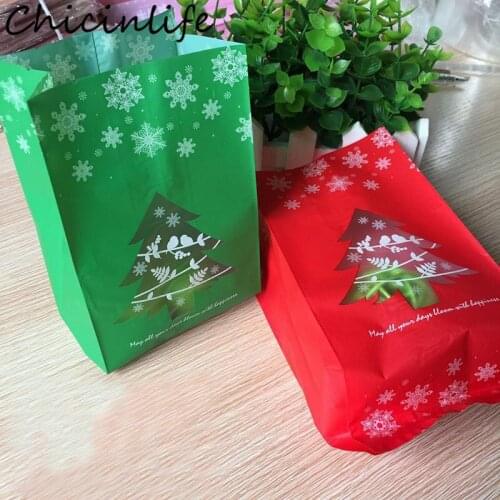 Chicinlife 10Pcs/bag Christmas Tree Plastic Candy Bags Cookies Cake Gift Packaging Bag Xmas Party New Year Home Decor Supplies