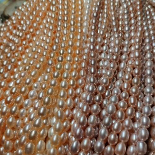 5-6mm Natural Freshwater Pearl Choker Necklace Rice Shaped For Women DIY Jewelry 39cm Single Strand