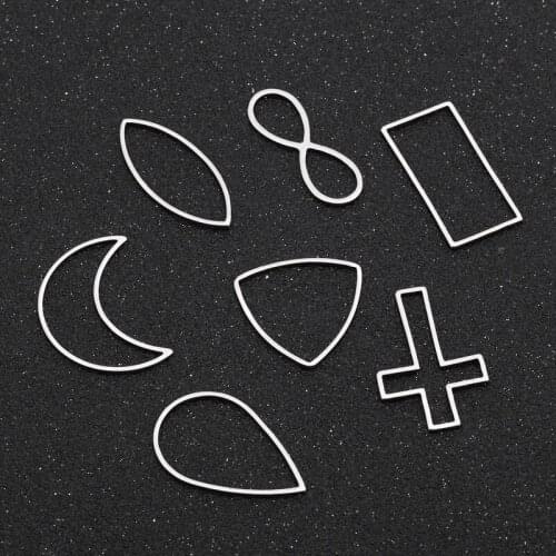 20pcs 304 Stainless Steel Different Styles Cross Moon Square Connectors Jewelry Making Findings