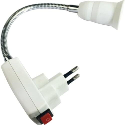 Flexible E27 Light Lamp Bulb Adapter Socket Extend Extension Converter Wall Base Holder Screw Socket EU US Plug white+silver Hot