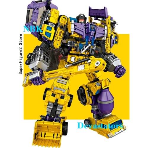 Transformation Toys Oversize 6 in 1 NBK GT Devastators KO boy Cool Bulldozer Gravity Hook Action Figure kid Toy Yellow Ver