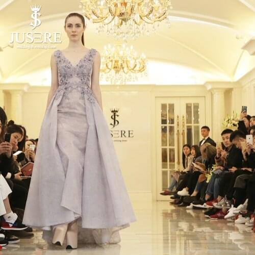 Jusere Lavender Vintage Lace With Beads Sexy A line Party Dress Handmade Lace Beading Purple Evening Dress Hajab 2019