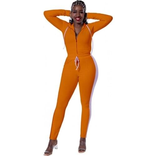 Spring Autumn Two Piece Set Women Tracksuit Hooded Zipper Tops And Pants Set Fashion Patchwork Two Piece Outfits Suit For Lady