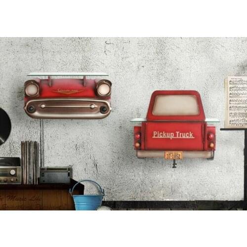 Creative red car front wall decor living room bedroom word partition storage wrought iron decorative shelf old furniture style