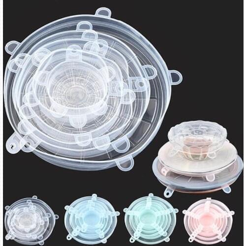 6-12 pieces of reusable silicone packaging bowl sealing lid to make food fresh and fresh sealing lid kitchen cookware 5z