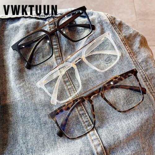 VWKTUUN TR90 Square Eye Glasses Frames Women Men Optical Glasses Frame Twin Beams Myopia Frame Blue Light Blocking Glasses
