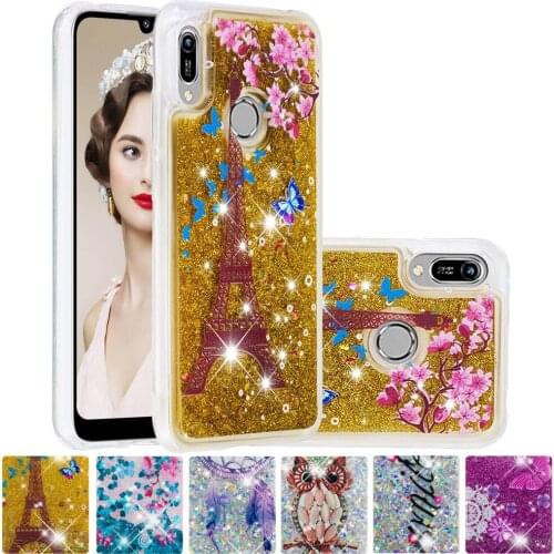 Cute Case for Huawei Honor 8A Pro Y6 Prime 2019 Bling Glitter Liquid Soft Cover JAT-LX1 JAT-L41 MRD-LX1F JAT LX1 L41 MRD LX1F