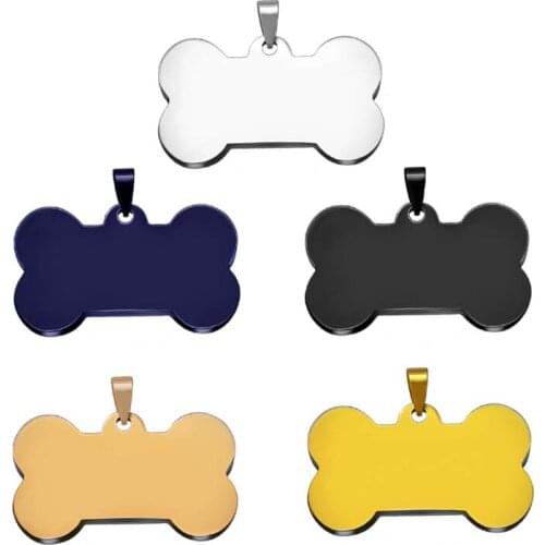 Fashion Mirror Polishing Bone Shape men stainless steel stamping blank Dog tags pendant necklace custom logo jewelry wholesale