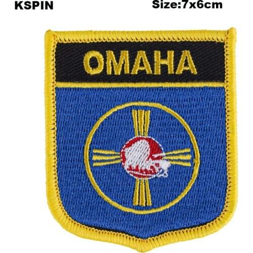 Omaha Shield Shape Flag patches embroidered flag patches national flag patches for Cothing DIY Decoration
