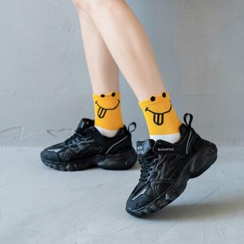 1 Pair New Kawaii Cotton Candy Color Crew Socks Cool Big Eye Cartoon Cute Printing Girl Ankle Socks Women Funny Casual Socks