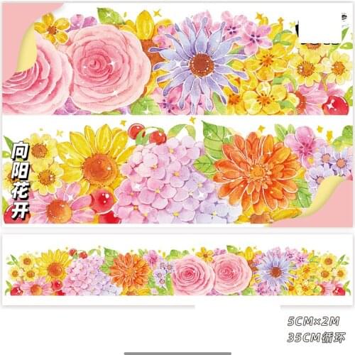 2021 NEW Summer Bright Colorful Flower Masking Tape Decorative Stickers Journaling Stationery