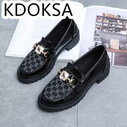 Spring 2021 New Single Shoe British Style Small Leather Shoes Womens Shoes Versatile Work Shoe