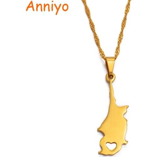 Anniyo Cyprus Country Map Pendant Necklaces Gold Color Jewelry Kibris Maps Patriotic Gift #019321
