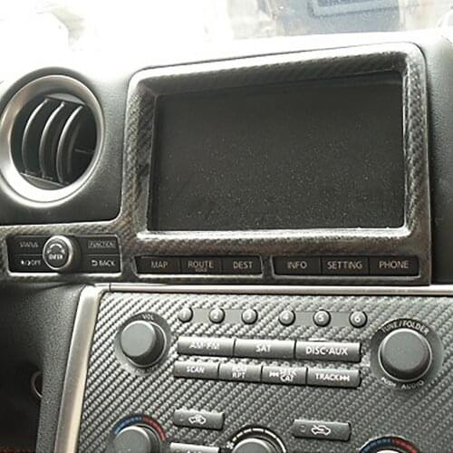 Navigation Panel Frame Carbon Fiber Trim Dust-proof Car Navigation Panel Protector for Nissan GT-R35 2008-2016 Left-hand Drive