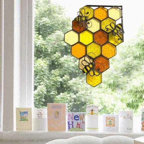 Removable Hexagonal Shape Wall Stickers Wall Sticker Wall Decals Blue Bumble Bee Self-adhesive Decal Decoration for Home