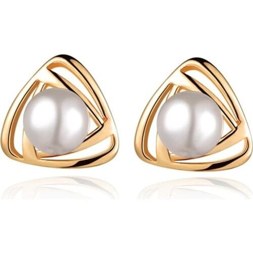 Korean Statement Pearl Earring Geometric Triangle Stud Earrings For Woman Fashion Jewelry 2020 Oorbellen Brincos Aretes De Mujer