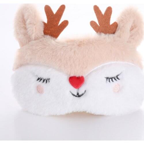 Animal Elk Black Cat Plush Cartoon Cute Eye Mask Sleeping Mask Eyepatch Eye Cover Eyeshade For Travel Relax Sleeping Aid Patch