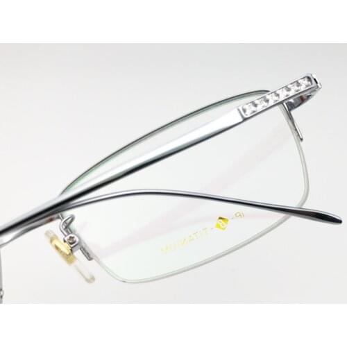 Rhinestones Eye Glasses Frame Fashion Iced Out Clear Optical Diamond Pure Titanium Glasses Mens Accessories Fill Prescription