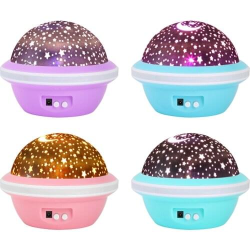 UFO Shaped Starry Sky LED Projector Light USB Moon Star Laser Night Lamp Romantic Children Bedroom Decor Kids Gifts