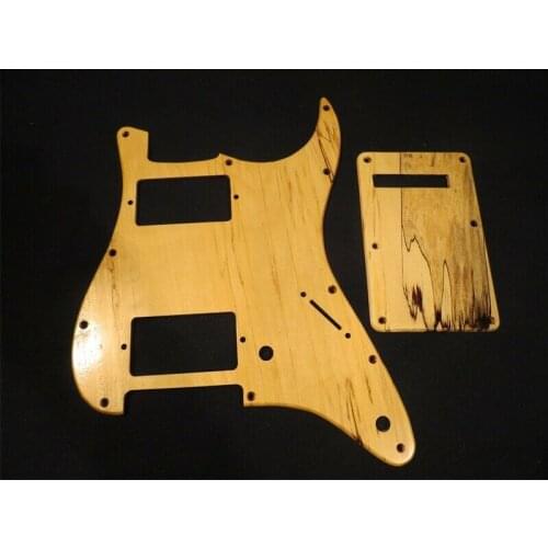 Spalted maple wood solid wood STRAT GUITAR Pickguard & Backplate HH #4750