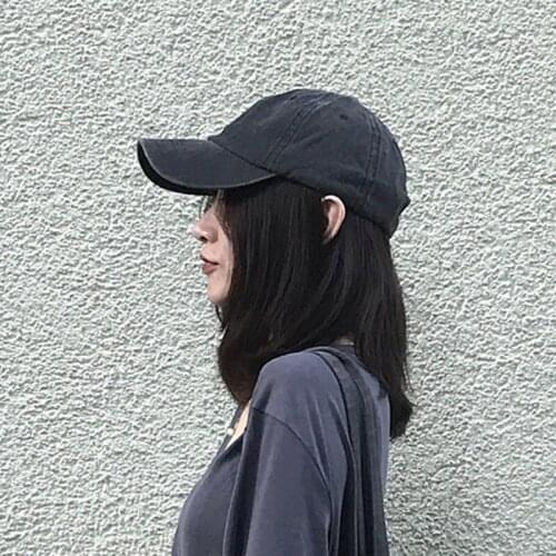Korean Style Versatile Distressed Baseball Cap Washed Denim Curved Brim Peaked Cap Female Street Hipster Hat Male Summer