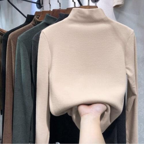 8 Colors 2021 New Spring Autumn Half Turtleneck Women Shirts Long Sleeve Solid Color Warm Female Tops M L XL