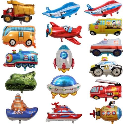 1PC New Car Shape Aluminum Film Balloon School Bus Ambulance Excavator Children Birthday party Transportation Decoration Balloon