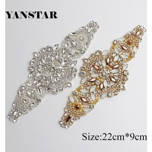 YANSTAR 30PCS Wholesale Rhinestones Appliques Sewing On Wedding Dresses Belt Opals Gold Crystal Iron On For Bridal YS958