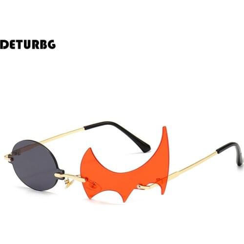 Funny Rimless Fire Shape Sunglasses Womens Luxury Brand Designer Eye Wear Beach Party Sun Glasses Shades for Women UV400 SG064