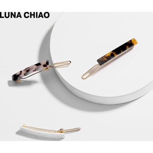 LUNA CHIAO Fashion Hair Accessories Slim Hair Clip Tortoise Leopard Acrylic Resin lucite Hair Barrettes for Women