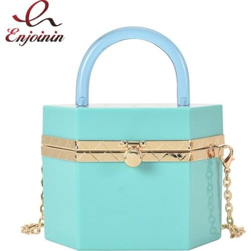 Candy Color Acrylic Box Party Ladies Clutch Top Handle Women Purses and Handbags Fashion Designer Bags Chain Shoulder Bag 2021