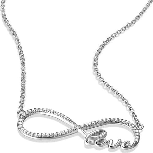 Huitan Fresh Style Women Necklace with Letter "Love" Fashion Party Accessories Daily Wear Delicate Female CZ Necklace Jewelry