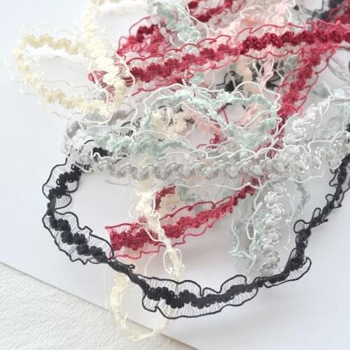 1 meters/lot Flower Embroidery Elastic Wavy Edges Lace Ribbon for DIY Hairwear Hat Clothing Sewing Decor Gift Bouquet Packaing