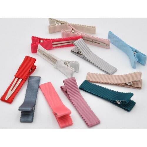 100pcs/lot Covered Ribbon Hair Clips Single Prong Alligator Hair Clip Baby Girl Hair Accessory