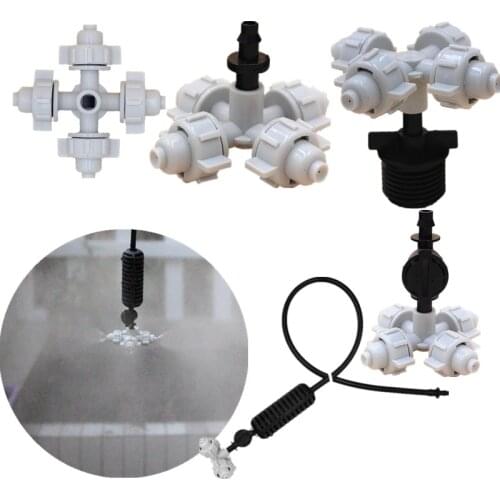20PCS White Fogger Watering System Sprinkler 4-Outlet Micro Spray Sprinklers Garden Irrigation Mist Atomizing Nozzles