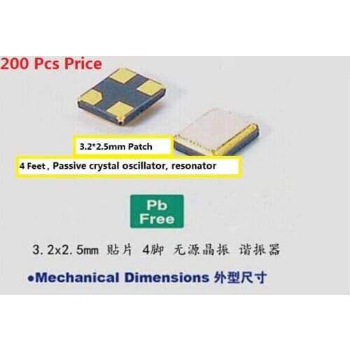 200 PCs 13.560M 3225 SMD passive crystal 13.56MHZ 3.2*2.5 quartz crystal resonator