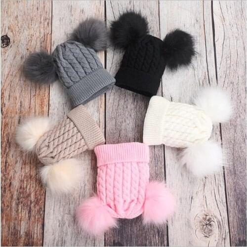 2020 Cute Winter Baby Soft Hat Fur Ball Pompom Cap Kids Girl Boy Warm Knitted Caps Children Hat Beanies